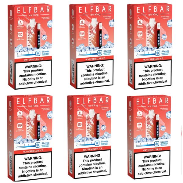 Elf Bar Ice King 25000 Puffs Disposable Vapes - Watermelon Ice (Pack of 6)
