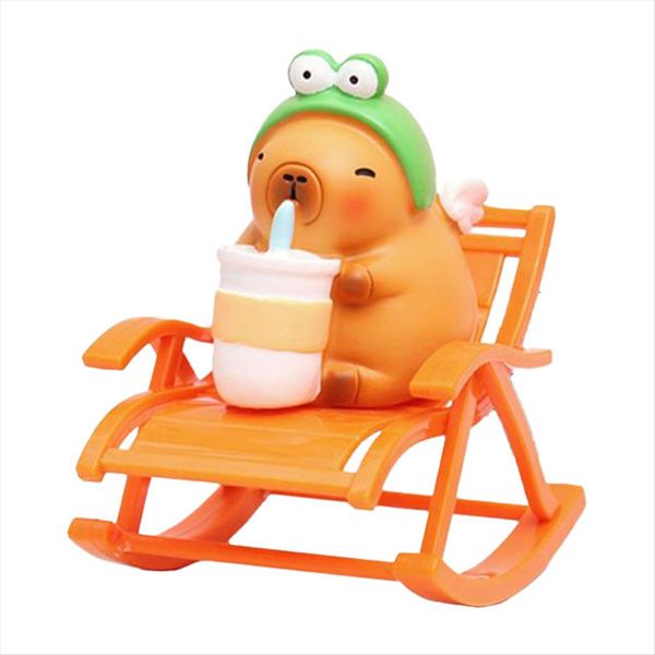 Simulation Capybara Rocking Chair Model Miniature 6 Piece
