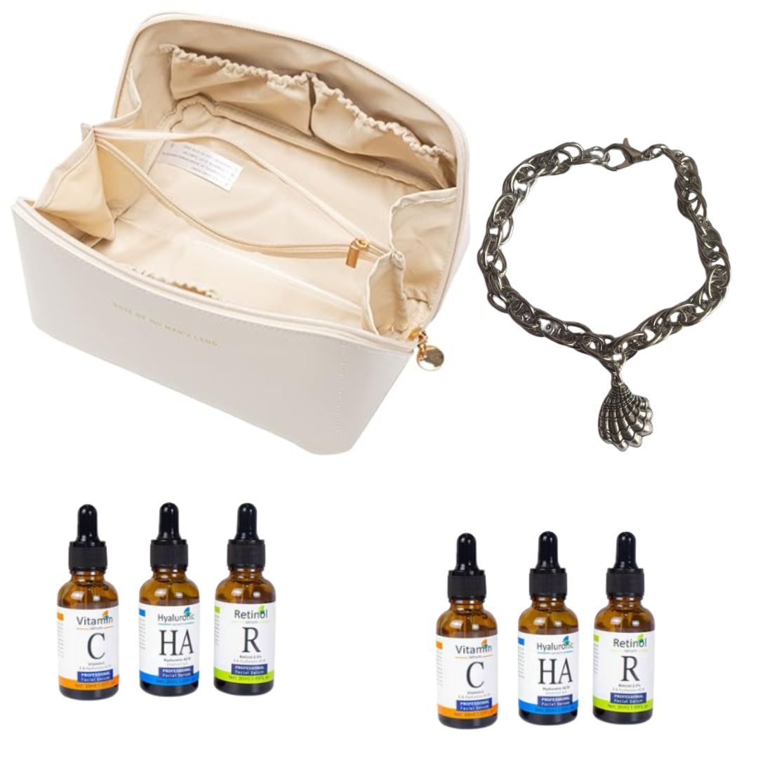 Cosmetic Bags, 2 Face Serum Sets, and Twisted Steel Bracelet | Shop ...