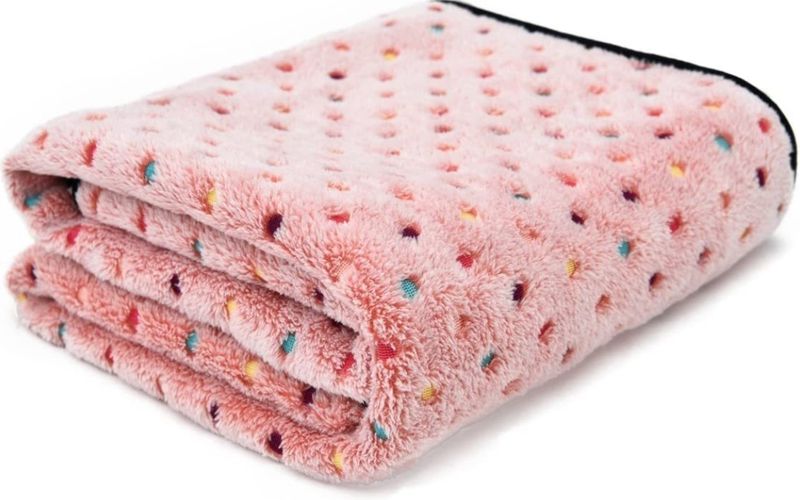 Small-sized Pink Coral Fleece &amp; Flannel Pet Blanket, Mat for Dogs and Cats