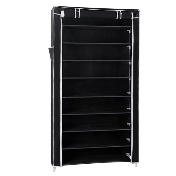 9 Tiers Foldable Shoe Rack-Black