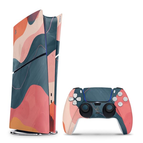 Decal Skin Compatible with PS5 Slim Digital - Modern Abstract Waves (Decal Only)