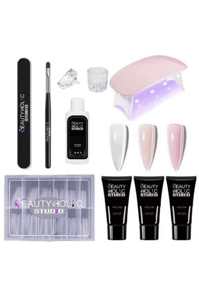 The Beautiholic PolyGel Nail Starter Kit with Slip Solution &amp; 6W Mini Lamp