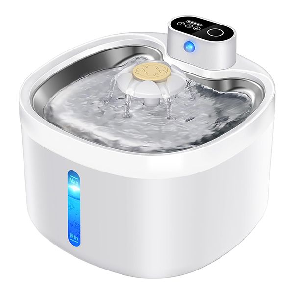 2.6L Wireless Pet Water Fountain - Stainless Steel Pet Fountain