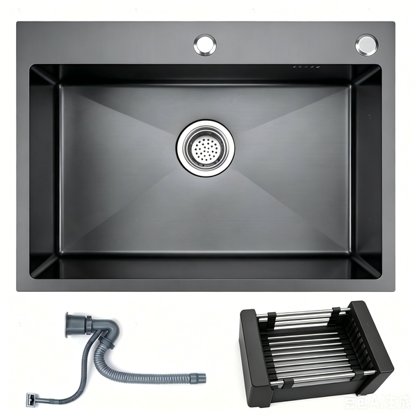Single Bowls Kitchen Sink, Stainless Steel Drop In Sink with Drain Basket