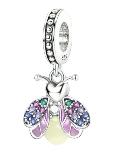 Rainbow Fire-Fly Cubic Zirconia Bracelet Charm - Silver