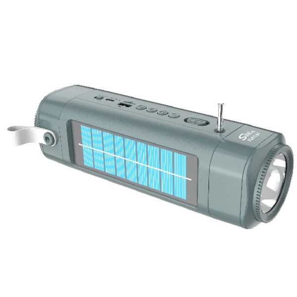 ZQS1351 Bluetooth Speaker With Solar, Portable Flashlight Speaker - Grey
