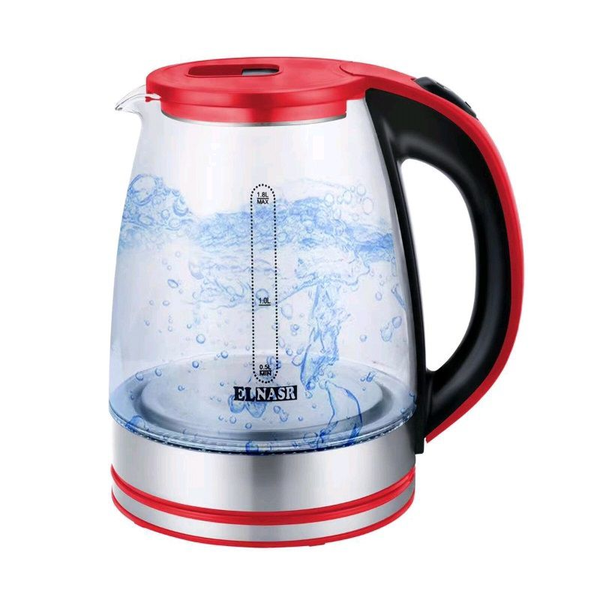 Red 1.7L 2000W Auto Shut-off Glass Kettle With Working Indicator Light