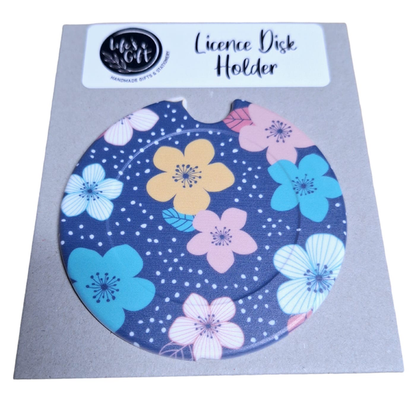 Spotty Licence Disk Holder with Open Flowers