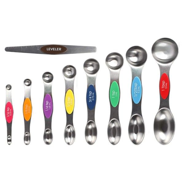 9 Piece - Dual-Sided Magnetic &amp; Stackable Measuring Spoon Set - Multicolor