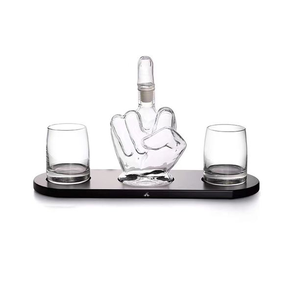 ALANES Middle-Finger Whiskey Decanter Set Wine Glass Bottle &amp; Shot Glasses