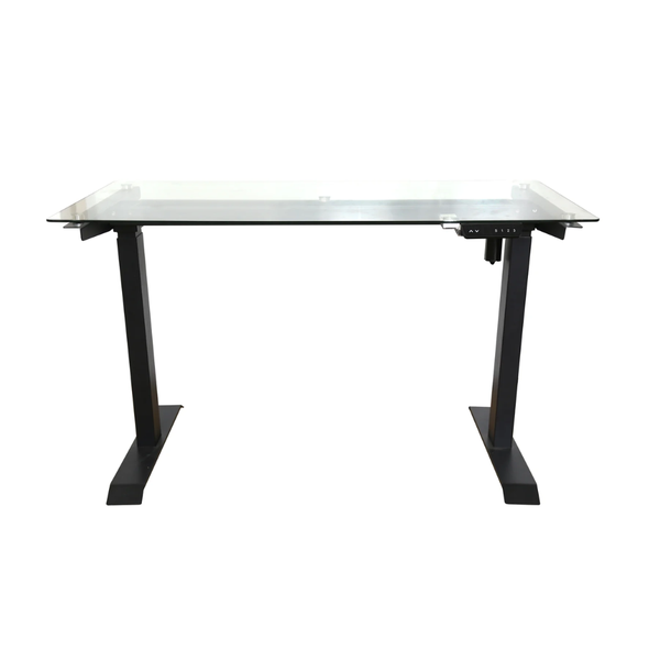 Height Adjustable Office Desk - Glass Top