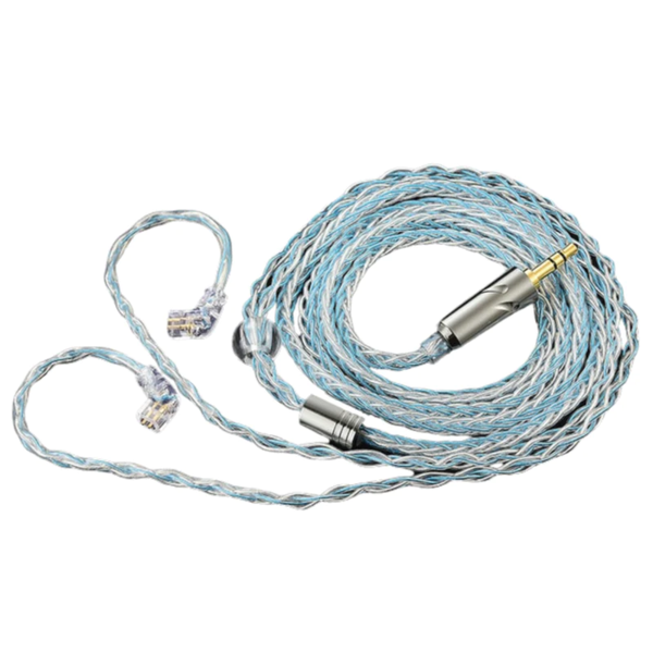 QKZ T1 Silver &amp; Blue Upgrade Cable - For KZ &amp; QKZ In-Ear Monitors - C Pin