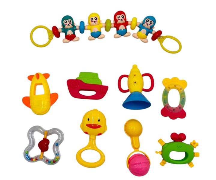 8-Piece Baby Rattle and Pram Hanging Toy Set - Early Learning