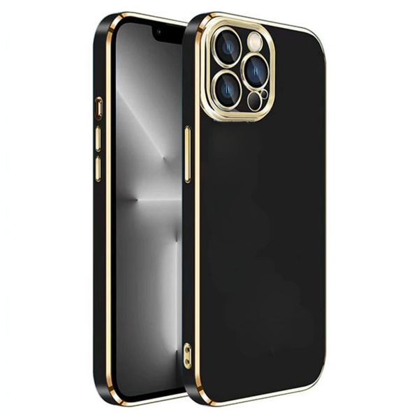 ZarDash Protective Contrast Case for iPhone 14 Pro Max - Black &amp; Gold Trims