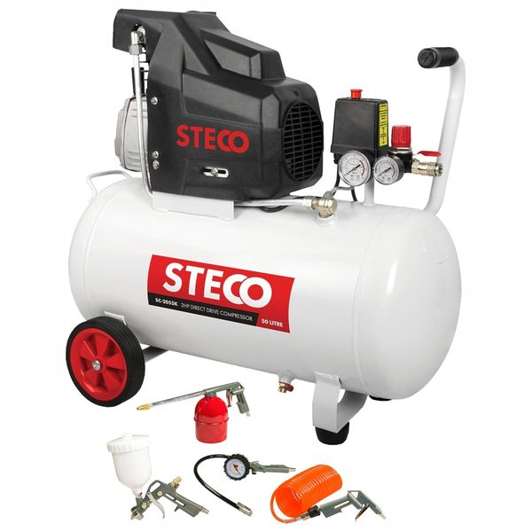Steco Sc-2055k - 50l Air Compressor 2hp - 5pcs Kit