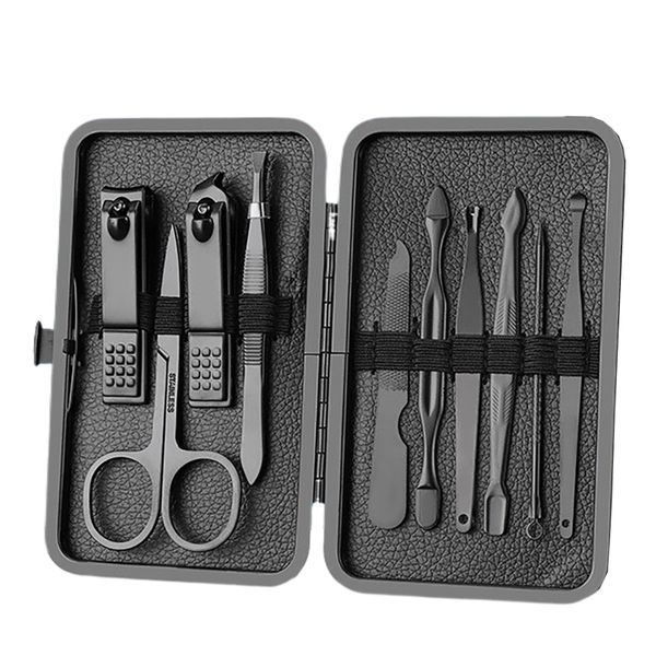 Classic Black Premium Nail Clipper Set - 10-Piece Kit