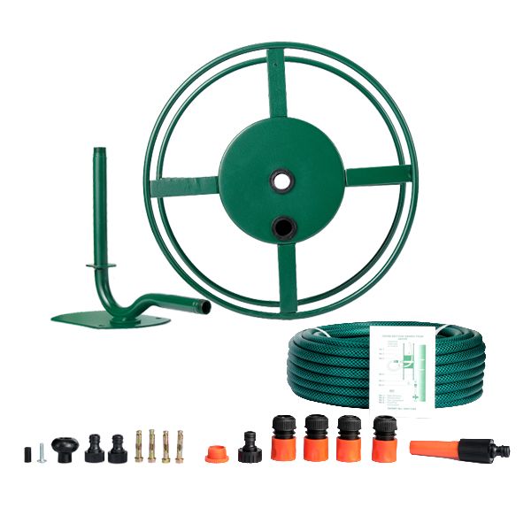 Hose Reel Steel Wall Mount 30M Powder Coated Including Hosepipe