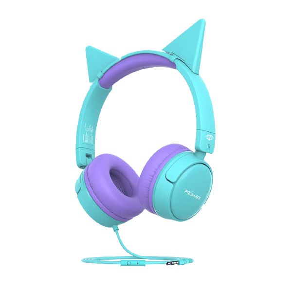 Promate Jewel HD Stereo KidSafe Wired Headset - Aqua