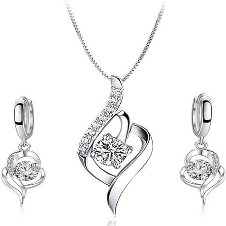 Jewelry Set For Bride,3 Pieces Sterling Silver Necklace Gift Set Image
