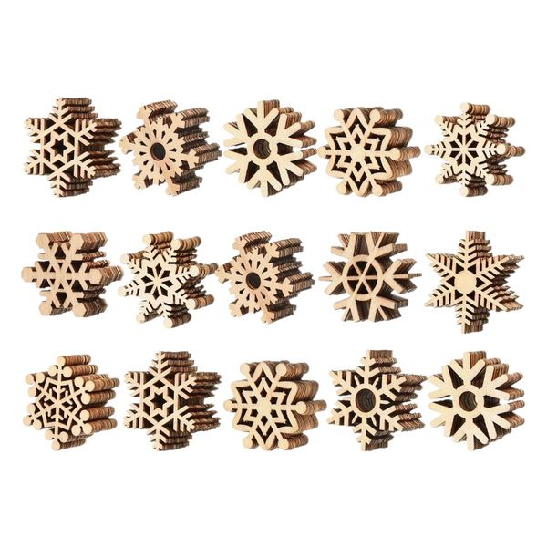 20-Piece DIY Wooden Snowflake Christmas Tree Decorations - Brown