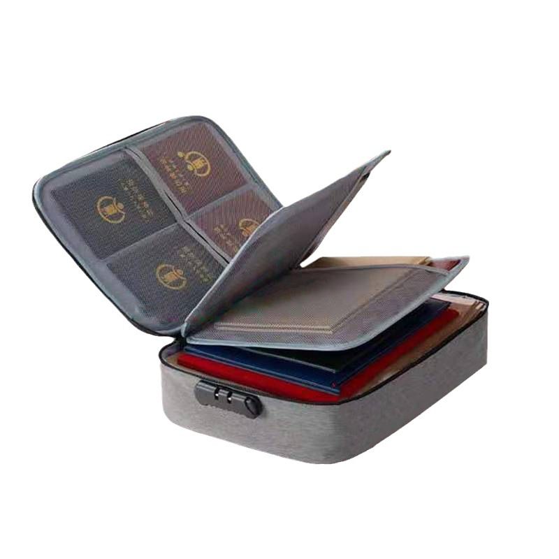 Portable File Travel Case Bag With Safety Lock - Grey - 3-Layer