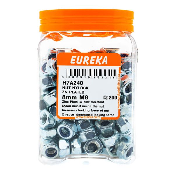 EUREKA Nylock Nut Zinc Plated 8mm M8 Q:200 H7A240