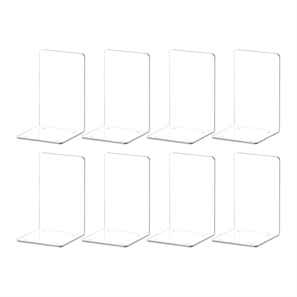 L-Shaped Transparent Acrylic Bookends Stand Book Holder