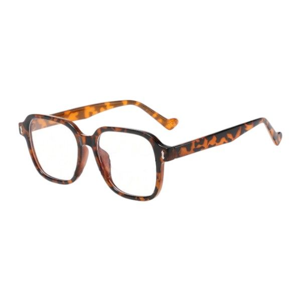 Retro Square Shaped Leopard Print Glasses - Multicolour