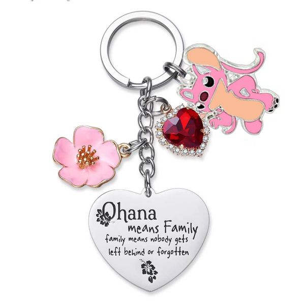 Cute Keychains Ohana Means Family Friendship STITCH