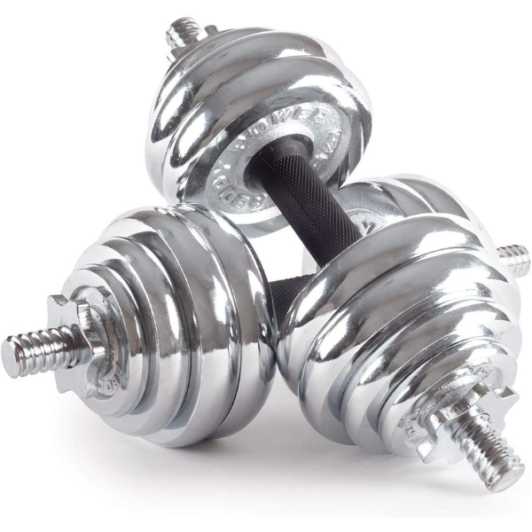30KG Adjustable Chrome Dumbbell Set (Silver)