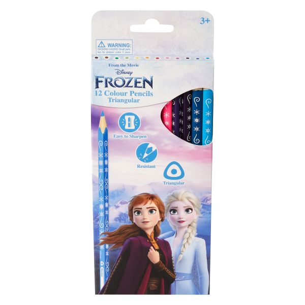 Frozen 12 Colour Pencils - Triangular