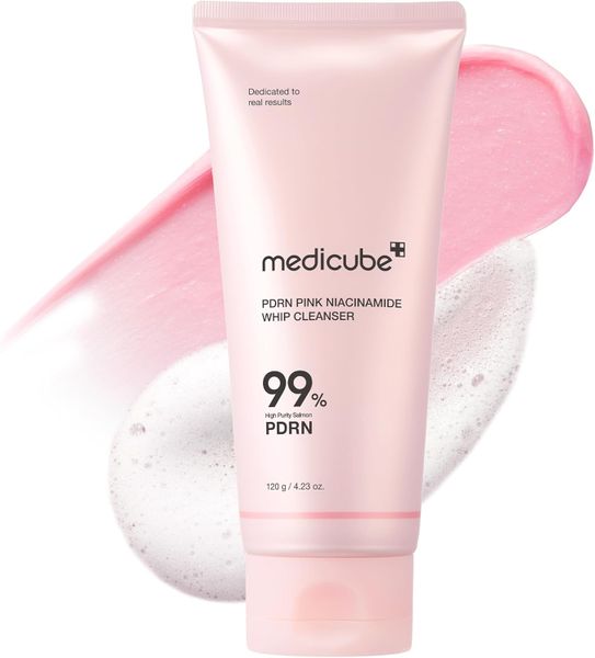 Medicube PDRN Pink Whip Cleanser for Radiance, Hydration &amp; Smooth Skin