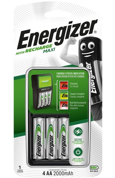 Energizer Maxi Charger + 4x NiMH AA 2000mAh Batteries