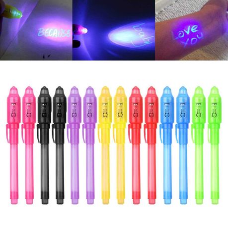 7Colors Invisible Spy Disappearing Ink Pen with UV Light Fun