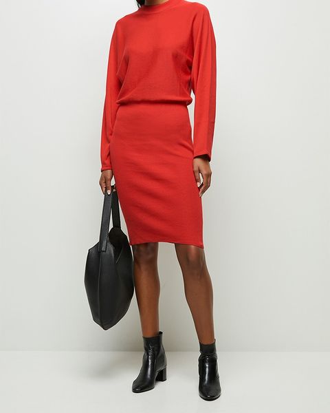 Women's Edit Batwing Dress - Dark Red