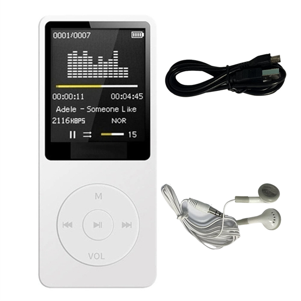 MP3 Player USB Charging Record Digital Display Screen White