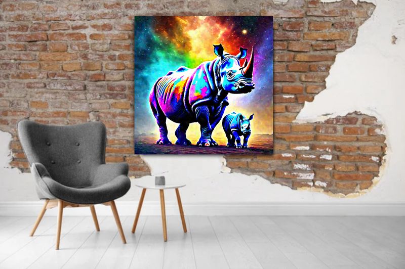 Canvas Wall Art - Big 5 Moms and Babes Rhino