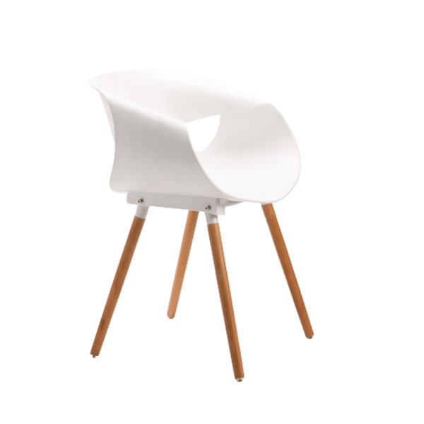 Mira Wooden Leg Armchair - White
