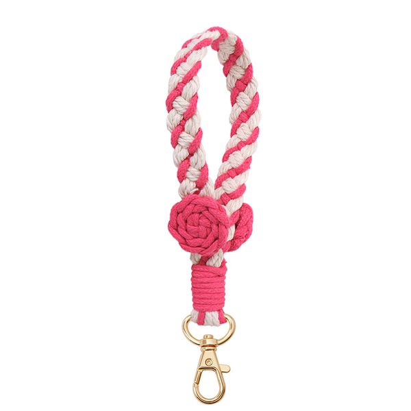 Rose Flower Flower Braided Cotton Rope Car Keychain Women Handbag Charms