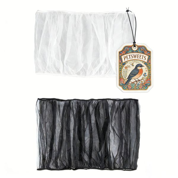 2X-Large Bird Cage Seed Catcher Adjustable Bird Cage Cover - Black &amp; White