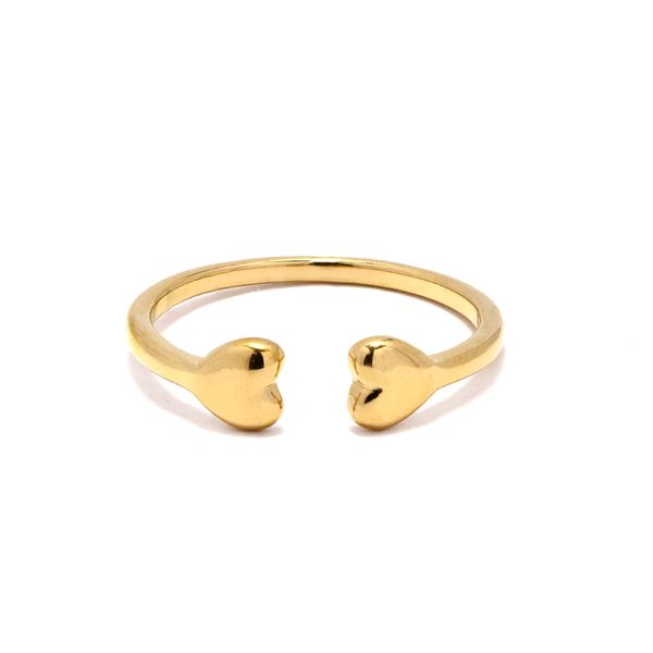 Steel My Heart Waterproof Stainless Steel Double Heart Open Ring