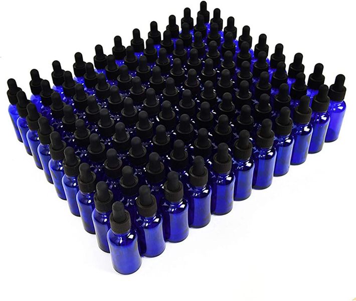 1000 x 10ml Blue Medicine Bottles &amp; Dropper Tray - Aromatherapy Homeopathy