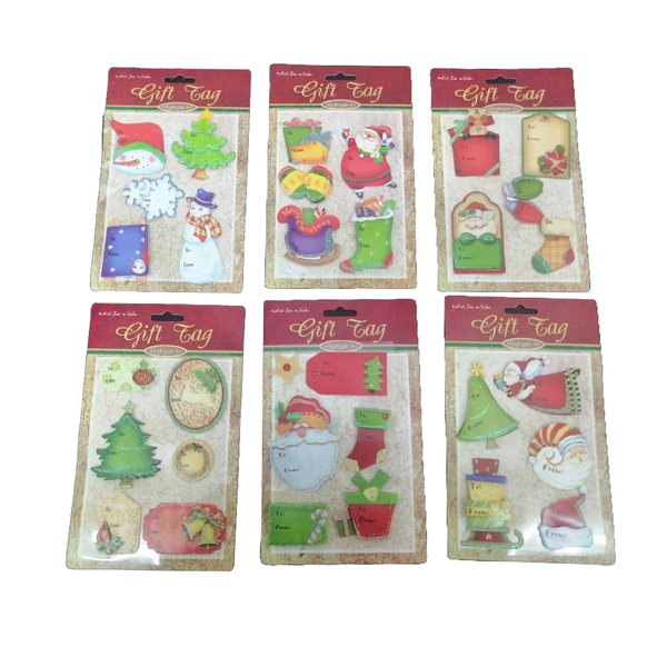 3D Christmas Tag Stickers - Pack of 6