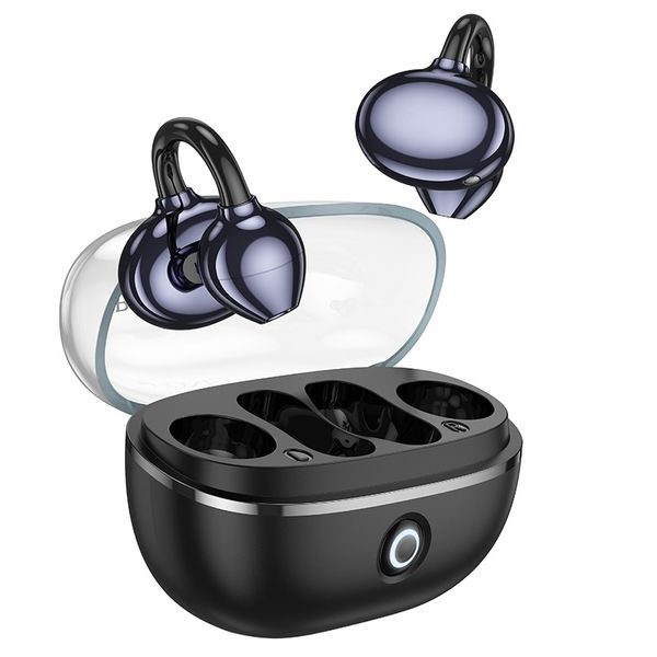TWS Wireless Bluetooth 5.4 Clip-On Earbuds - Open-Ear Sport Design - Black