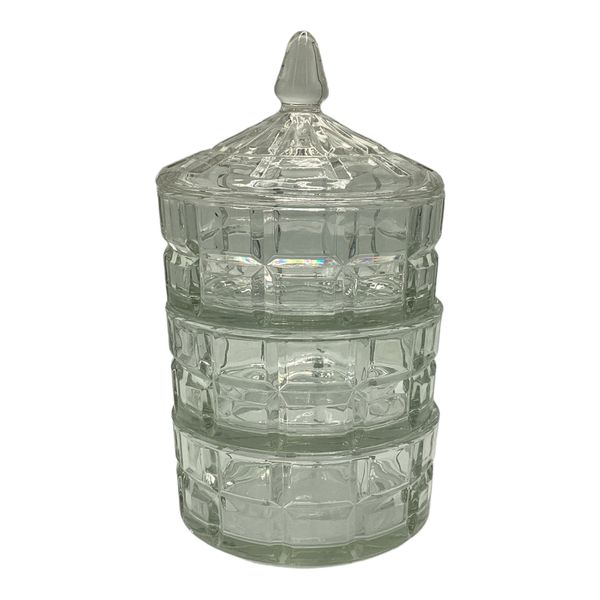 Jar 3 Tier 25 x 13cm Glass With Lid