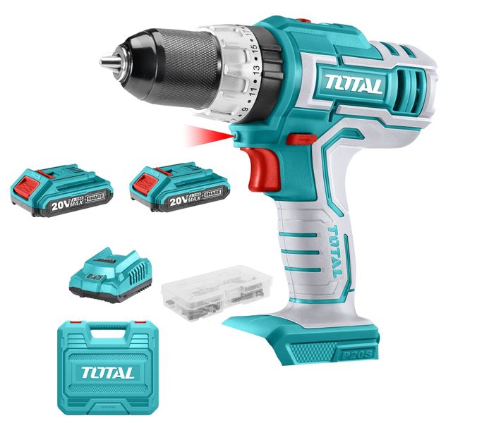 Total Tools 20V Impact Drill 13mm with 2 x Battery and 1 x Charger