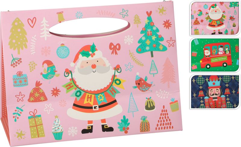 3 PC Medium Christmas Spirit Gift Bags - 3 Assorted Designs, 20x10x15cm