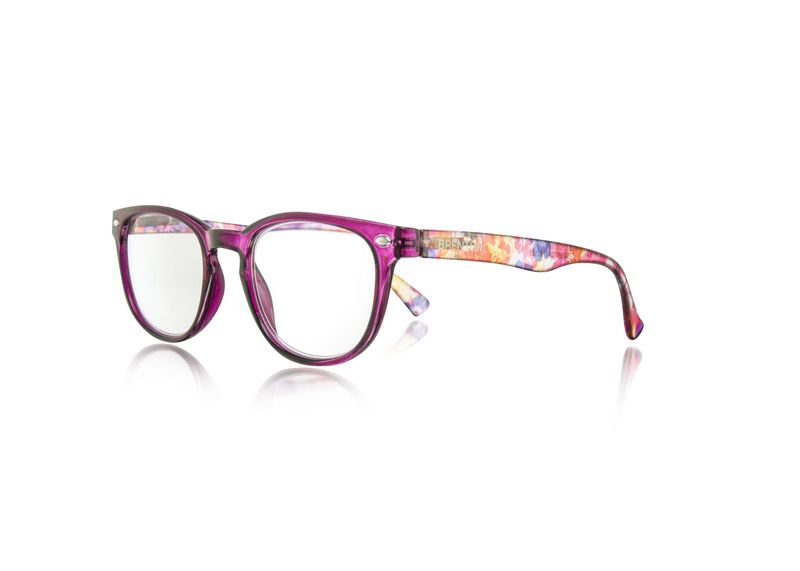 Brentoni Small Oval Purple Crystal Frame with Floral Temples Reading Glass