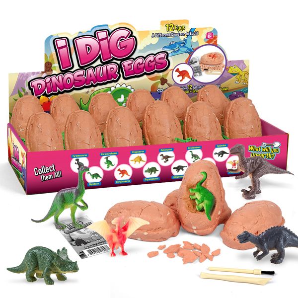 12Pc Junior Dino Eggs Dig Kit (Pink)